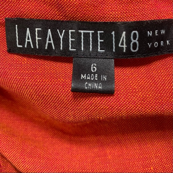 Lafayette 148 New York Rustic Orange Ruffle Dress Size 6 - Picture 11 of 12